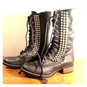 Studded Leather Combat Boots Steve Madden